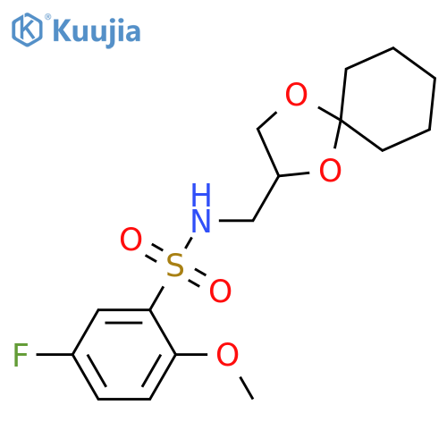 N-({1,4-dioxaspiro4.5decan-2-yl}methyl)-5-fluoro-2-methoxybenzene-1-sulfonamide structure