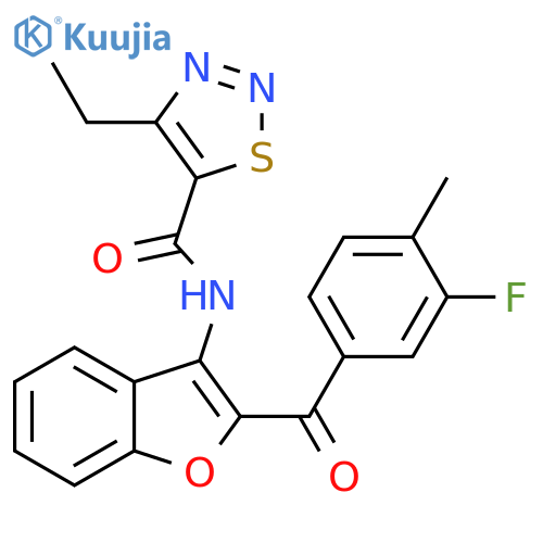 4-ethyl-N-2-(3-fluoro-4-methylbenzoyl)-1-benzofuran-3-yl-1,2,3-thiadiazole-5-carboxamide structure