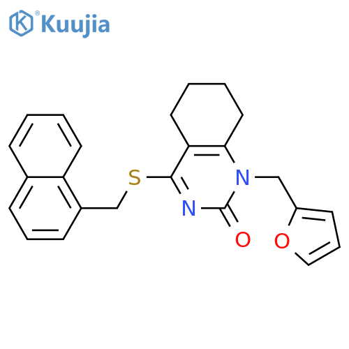 1-(furan-2-yl)methyl-4-{(naphthalen-1-yl)methylsulfanyl}-1,2,5,6,7,8-hexahydroquinazolin-2-one structure