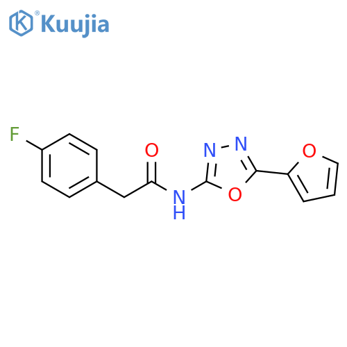2-(4-fluorophenyl)-N-5-(furan-2-yl)-1,3,4-oxadiazol-2-ylacetamide structure