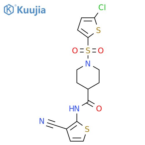 1-(5-chlorothiophen-2-yl)sulfonyl-N-(3-cyanothiophen-2-yl)piperidine-4-carboxamide structure