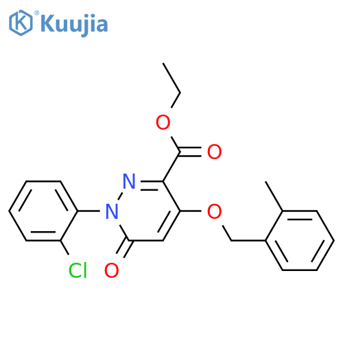 ethyl 1-(2-chlorophenyl)-4-[(2-methylphenyl)methoxy]-6-oxopyridazine-3-carboxylate structure