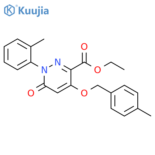 ethyl 1-(2-methylphenyl)-4-(4-methylphenyl)methoxy-6-oxo-1,6-dihydropyridazine-3-carboxylate structure