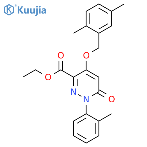 ethyl 4-(2,5-dimethylphenyl)methoxy-1-(2-methylphenyl)-6-oxo-1,6-dihydropyridazine-3-carboxylate structure