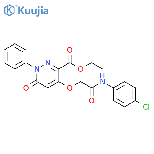 ethyl 4-{(4-chlorophenyl)carbamoylmethoxy}-6-oxo-1-phenyl-1,6-dihydropyridazine-3-carboxylate structure
