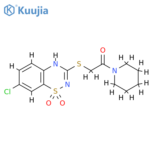 7-chloro-3-{2-oxo-2-(piperidin-1-yl)ethylsulfanyl}-4H-1lambda6,2,4-benzothiadiazine-1,1-dione structure