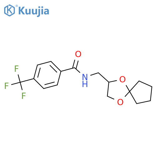 N-({1,4-dioxaspiro4.4nonan-2-yl}methyl)-4-(trifluoromethyl)benzamide structure