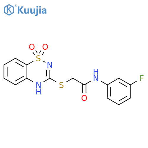 2-(1,1-dioxo-4H-1lambda6,2,4-benzothiadiazin-3-yl)sulfanyl-N-(3-fluorophenyl)acetamide structure