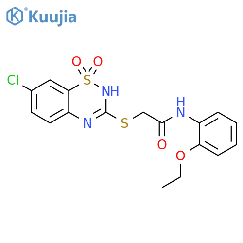 2-(7-chloro-1,1-dioxo-4H-1lambda6,2,4-benzothiadiazin-3-yl)sulfanyl-N-(2-ethoxyphenyl)acetamide structure