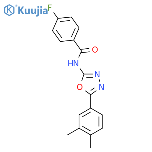 N-5-(3,4-dimethylphenyl)-1,3,4-oxadiazol-2-yl-4-fluorobenzamide structure