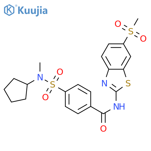 4-cyclopentyl(methyl)sulfamoyl-N-(6-methanesulfonyl-1,3-benzothiazol-2-yl)benzamide structure