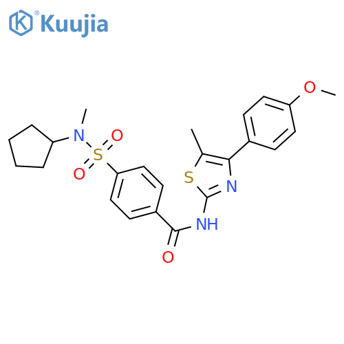 4-cyclopentyl(methyl)sulfamoyl-N-4-(4-methoxyphenyl)-5-methyl-1,3-thiazol-2-ylbenzamide structure