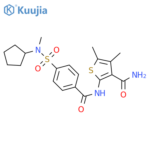 2-{4-cyclopentyl(methyl)sulfamoylbenzamido}-4,5-dimethylthiophene-3-carboxamide structure