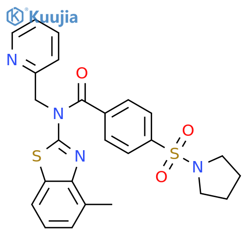 N-(4-methyl-1,3-benzothiazol-2-yl)-N-(pyridin-2-yl)methyl-4-(pyrrolidine-1-sulfonyl)benzamide structure