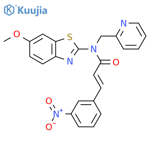 (2E)-N-(6-methoxy-1,3-benzothiazol-2-yl)-3-(3-nitrophenyl)-N-(pyridin-2-yl)methylprop-2-enamide structure