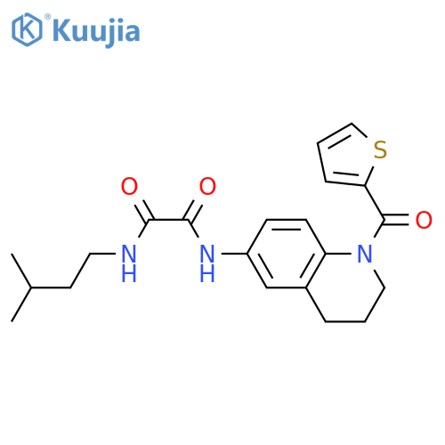 N-(3-methylbutyl)-N'-1-(thiophene-2-carbonyl)-1,2,3,4-tetrahydroquinolin-6-ylethanediamide structure