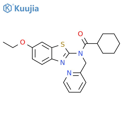 N-(6-ethoxy-1,3-benzothiazol-2-yl)-N-(pyridin-2-yl)methylcyclohexanecarboxamide structure