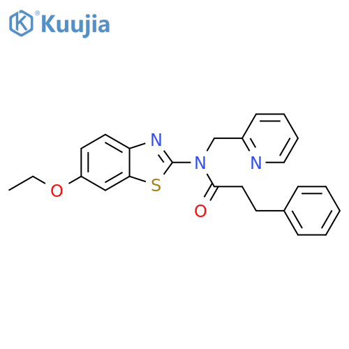 N-(6-ethoxy-1,3-benzothiazol-2-yl)-3-phenyl-N-(pyridin-2-yl)methylpropanamide structure
