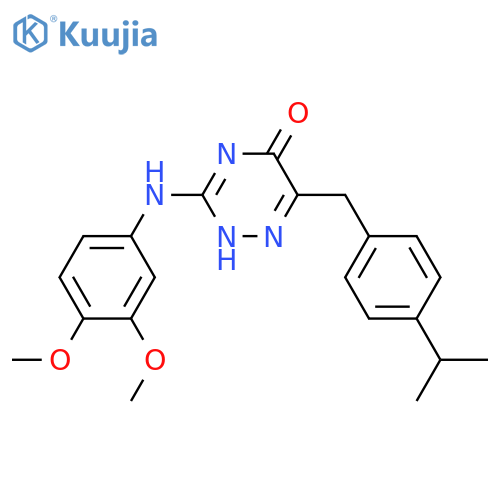 3-(3,4-dimethoxyphenyl)amino-6-{4-(propan-2-yl)phenylmethyl}-4,5-dihydro-1,2,4-triazin-5-one structure