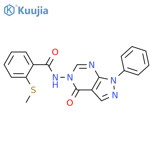 2-(methylsulfanyl)-N-{4-oxo-1-phenyl-1H,4H,5H-pyrazolo3,4-dpyrimidin-5-yl}benzamide structure
