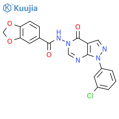 N-1-(3-chlorophenyl)-4-oxo-1H,4H,5H-pyrazolo3,4-dpyrimidin-5-yl-2H-1,3-benzodioxole-5-carboxamide structure