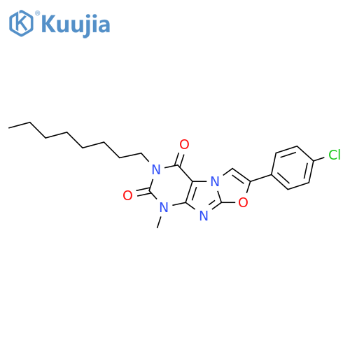 7-(4-chlorophenyl)-1-methyl-3-octyl-1H,2H,3H,4H-1,3oxazolo3,2-gpurine-2,4-dione structure