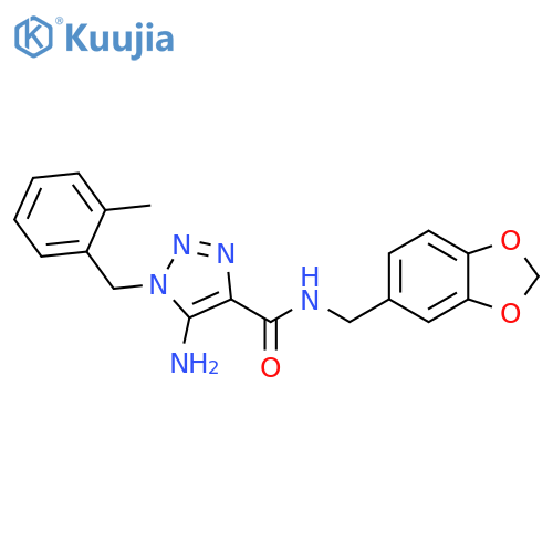 5-amino-N-(2H-1,3-benzodioxol-5-yl)methyl-1-(2-methylphenyl)methyl-1H-1,2,3-triazole-4-carboxamide structure