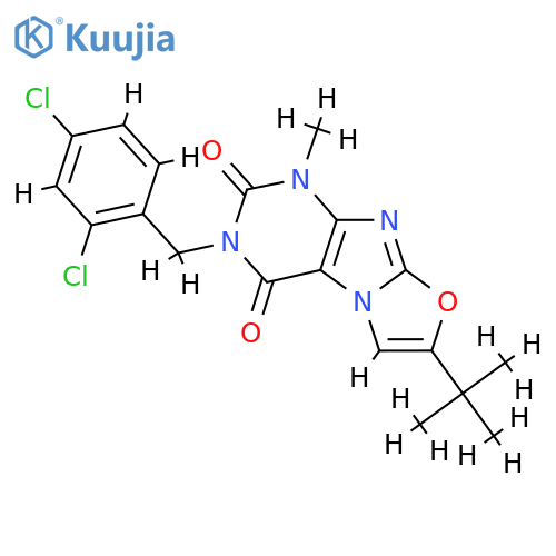 7-tert-butyl-3-(2,4-dichlorophenyl)methyl-1-methyl-1H,2H,3H,4H-1,3oxazolo3,2-gpurine-2,4-dione structure