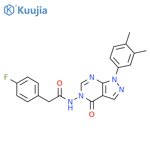 N-1-(3,4-dimethylphenyl)-4-oxo-1H,4H,5H-pyrazolo3,4-dpyrimidin-5-yl-2-(4-fluorophenyl)acetamide structure