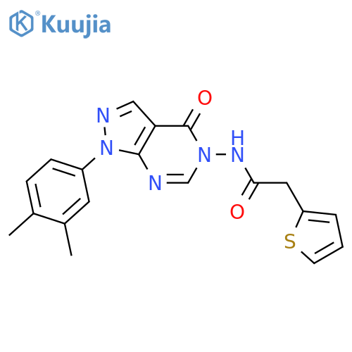 N-1-(3,4-dimethylphenyl)-4-oxo-1H,4H,5H-pyrazolo3,4-dpyrimidin-5-yl-2-(thiophen-2-yl)acetamide structure