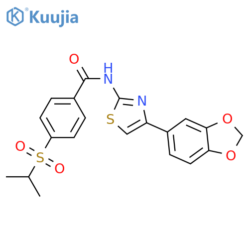 N-4-(2H-1,3-benzodioxol-5-yl)-1,3-thiazol-2-yl-4-(propane-2-sulfonyl)benzamide structure