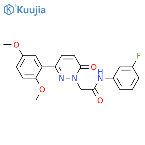 2-3-(2,5-dimethoxyphenyl)-6-oxo-1,6-dihydropyridazin-1-yl-N-(3-fluorophenyl)acetamide structure