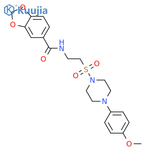 N-(2-{4-(4-methoxyphenyl)piperazin-1-ylsulfonyl}ethyl)-2H-1,3-benzodioxole-5-carboxamide structure