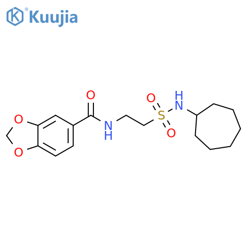 N-2-(cycloheptylsulfamoyl)ethyl-2H-1,3-benzodioxole-5-carboxamide structure