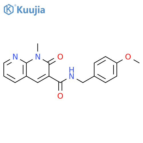N-(4-methoxyphenyl)methyl-1-methyl-2-oxo-1,2-dihydro-1,8-naphthyridine-3-carboxamide structure