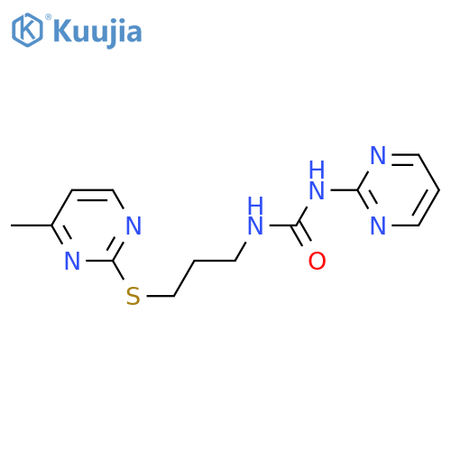 1-{3-(4-methylpyrimidin-2-yl)sulfanylpropyl}-3-(pyrimidin-2-yl)urea structure