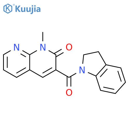 3-(2,3-dihydro-1H-indole-1-carbonyl)-1-methyl-1,2-dihydro-1,8-naphthyridin-2-one structure