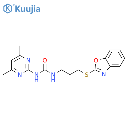 3-3-(1,3-benzoxazol-2-ylsulfanyl)propyl-1-(4,6-dimethylpyrimidin-2-yl)urea structure