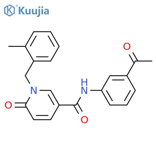 N-(3-acetylphenyl)-1-(2-methylphenyl)methyl-6-oxo-1,6-dihydropyridine-3-carboxamide structure