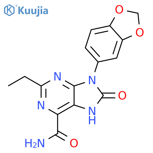 9-(2H-1,3-benzodioxol-5-yl)-2-ethyl-8-oxo-8,9-dihydro-7H-purine-6-carboxamide structure