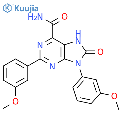 2,9-bis(3-methoxyphenyl)-8-oxo-8,9-dihydro-7H-purine-6-carboxamide structure