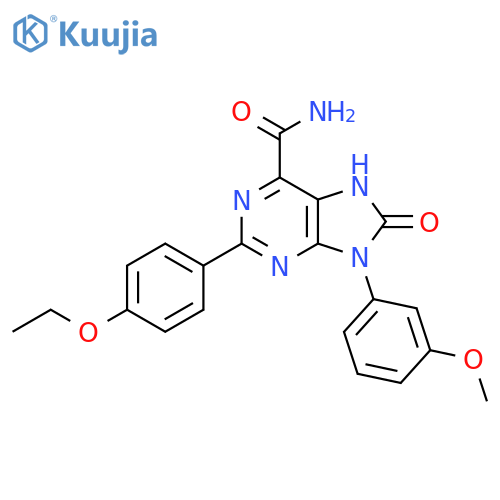 2-(4-ethoxyphenyl)-9-(3-methoxyphenyl)-8-oxo-8,9-dihydro-7H-purine-6-carboxamide structure