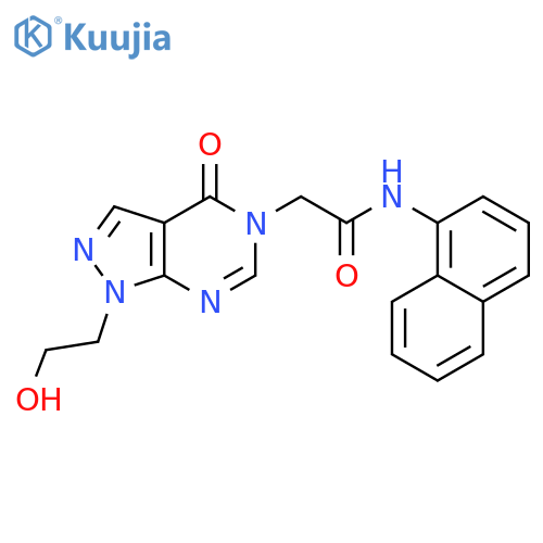 2-1-(2-hydroxyethyl)-4-oxo-1H,4H,5H-pyrazolo3,4-dpyrimidin-5-yl-N-(naphthalen-1-yl)acetamide structure