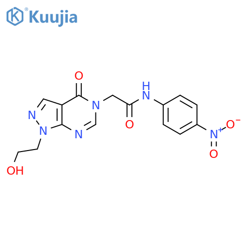 2-1-(2-hydroxyethyl)-4-oxo-1H,4H,5H-pyrazolo3,4-dpyrimidin-5-yl-N-(4-nitrophenyl)acetamide structure