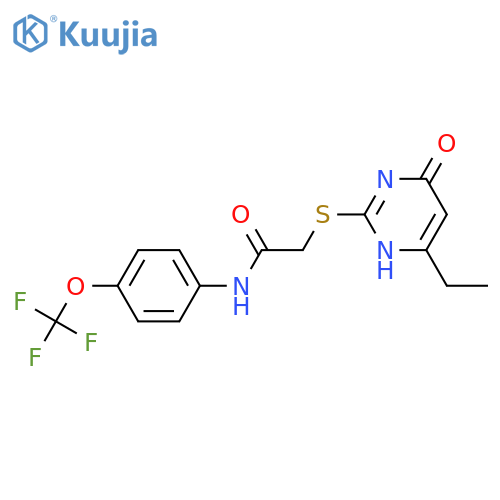 2-(4-ethyl-6-oxo-1,6-dihydropyrimidin-2-yl)sulfanyl-N-4-(trifluoromethoxy)phenylacetamide structure
