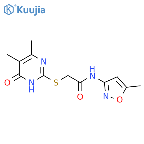 2-(4,5-dimethyl-6-oxo-1,6-dihydropyrimidin-2-yl)sulfanyl-N-(5-methyl-1,2-oxazol-3-yl)acetamide structure