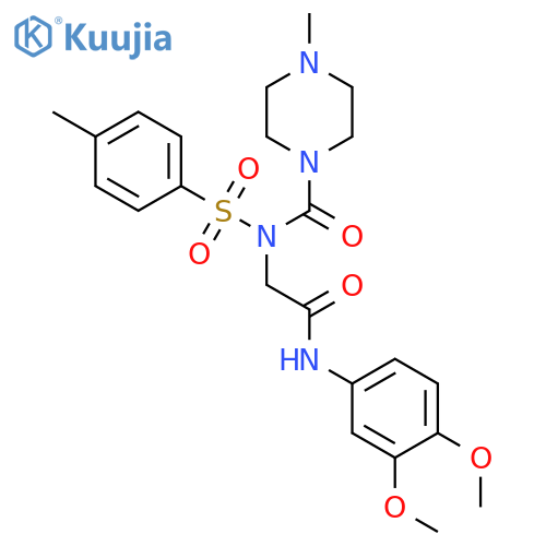 N-(3,4-dimethoxyphenyl)-2-N-(4-methylpiperazine-1-carbonyl)4-methylbenzenesulfonamidoacetamide structure