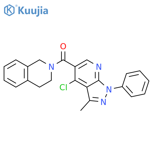 2-{4-chloro-3-methyl-1-phenyl-1H-pyrazolo3,4-bpyridine-5-carbonyl}-1,2,3,4-tetrahydroisoquinoline structure