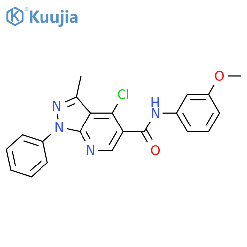 4-chloro-N-(3-methoxyphenyl)-3-methyl-1-phenyl-1H-pyrazolo3,4-bpyridine-5-carboxamide structure
