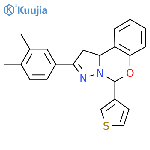 4-(3,4-dimethylphenyl)-7-(thiophen-3-yl)-8-oxa-5,6-diazatricyclo7.4.0.0^{2,6}trideca-1(9),4,10,12-tetraene structure